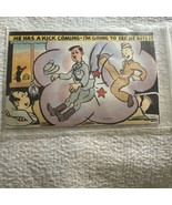 WWII Patriotic Humor Hitler Kicked By Soldier c1943 Unaddressed Postcard 1c - $29.87