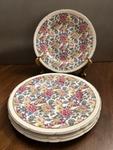 Royal Tudor Ware Set of 4 Plates 8” Barker Bros England Floral w Gold Accent (G2 - £47.07 GBP