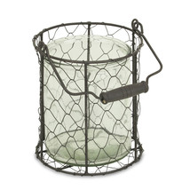 6" Brown and Clear Wire Basket and Glass Jar - €41,61 EUR