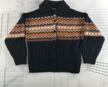 Maeve Sweater Womens Extra Small Navy Blue Brown Fair Isle Nordic Button... - £29.65 GBP