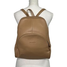 Nevenka Backpack Womens Tan Faux PU Leather Zip Pockets Gold Hardware Pu... - $17.81