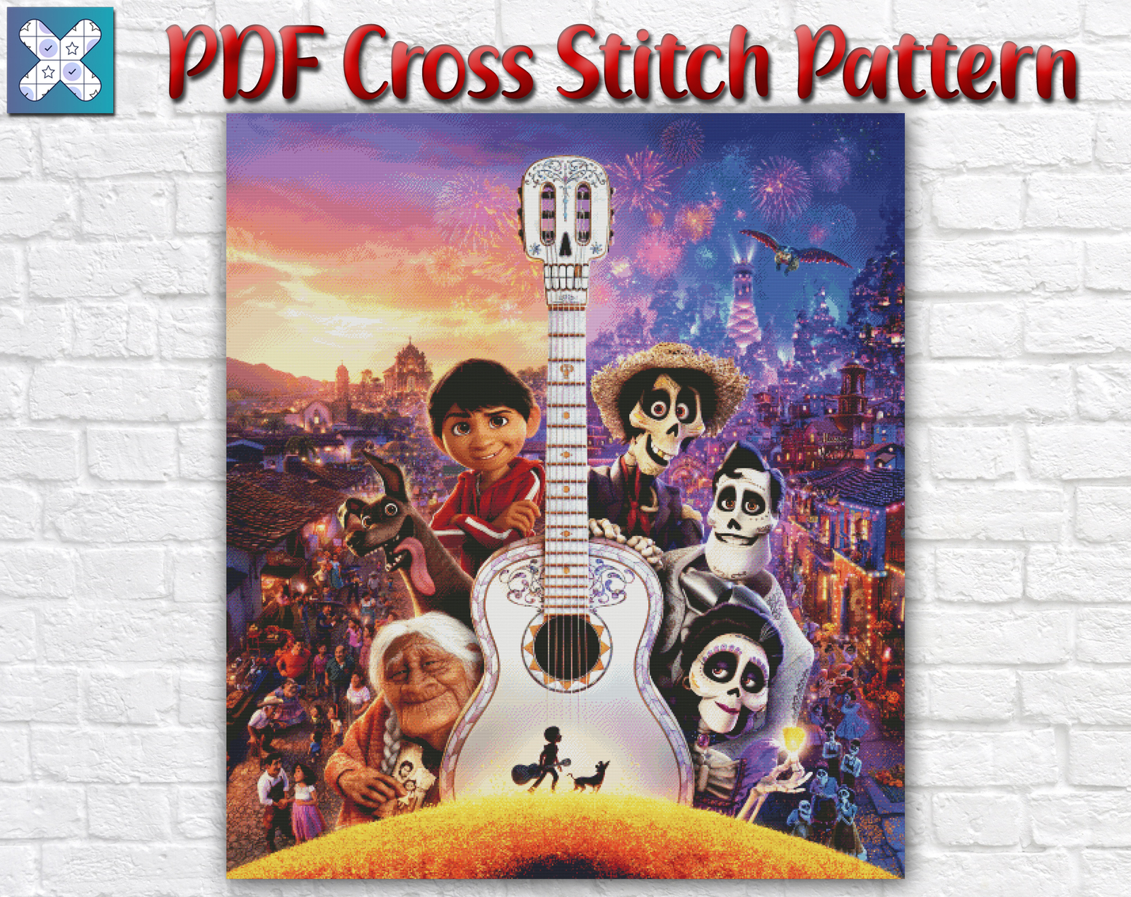 Secret Of Coco Skull Disney Counted PDF Cross Stitch Pattern Needlework DIY DMC