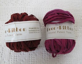 2 NEW Balls Crystal Palace Yarns Deco-Ribbon Yarn 5g Acrylic Nylon Purple Dk Red - £7.85 GBP