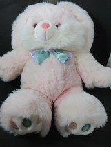 MTY Large Pink Plush Bunny Rabbit Satin bow Pastel Colorful Rainbow Feet dandee - £41.00 GBP