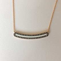 Women&#39;s Necklace Solid 18k Rose Gold Natural Cogniac Diamonds, White Onyx - £565.59 GBP