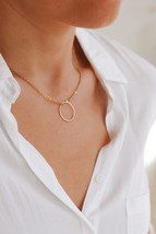 Karma necklace, gold eternity open circle stainless steel chain Layering necklac - $21.00