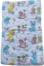 70s Childs Sleeping Bag Blanket Zip Quilted Elephant Rocking Horse Lamb  - £14.78 GBP