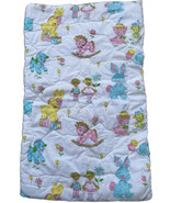 70s Childs Sleeping Bag Blanket Zip Quilted Elephant Rocking Horse Lamb  - £14.48 GBP