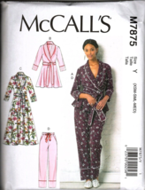 McCall's M7875 Misses XS to M Pajamas, Robe, Pants, Jacket Uncut Sewing Pattern - $15.71