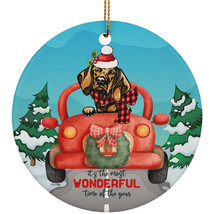 Cute Vizsla Dog Riding Red Truck Ornament Merry Christmas Gift For Puppy Lover - £13.11 GBP
