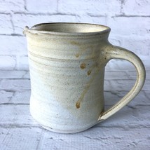 Stoneware Pitcher Oatmeal Clay Wheel Thrown Primitive Made USA Pour Spou... - $10.10