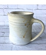 Stoneware Pitcher Oatmeal Clay Wheel Thrown Primitive Made USA Pour Spou... - €8,65 EUR