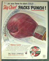1952 TEXACO Gasoline Sky Chief Packs Punch Magazine Advertisement Boxing Glove - £13.09 GBP