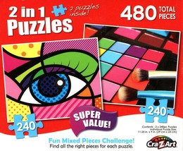 Pop Art Eye / Pressed Makeup Palette - Total 480 Piece 2 in 1 Jigsaw Puzzles - £7.73 GBP