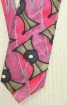 Robert Daskal Hand Painted Art Neck Tie/Necktie Silk 58&quot;x4&quot; red Gloria Chan - £12.58 GBP