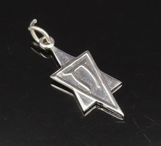 925 Silver - Vintage Polished Chai With Star Of David Charm Pendant - PT... - £18.25 GBP