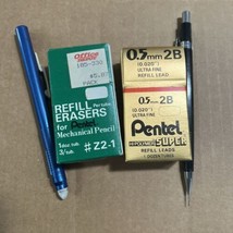 Vintage Pentel P205 0.5mm Mechanical Pencil w/erasers &amp; Leads Almost Full - $32.39