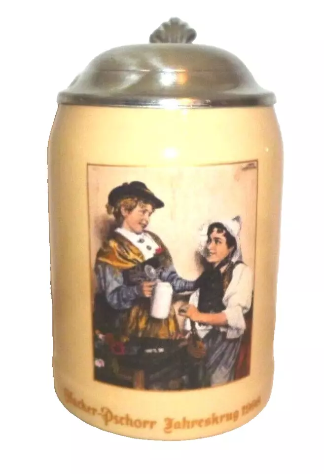 Hacker Pschorr Munich Jahreskrug 1998 lidded German Beer Stein - $14.95
