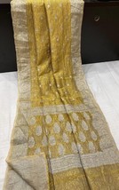 Indian Banarasi Tissue Crush Soft Silk Saree, Silver Zari Weaving Rich Pallu Tra - £68.32 GBP