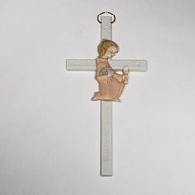 VTG Lefton First Communion Bisque Porcelain 1986 Wall Cross Hand Painted 05682 - £11.90 GBP
