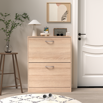 Wooden Entryway Shoe Storage Cabinet with 2 Flip Doors, Oak - $1,704.17 MXN