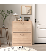 Wooden Entryway Shoe Storage Cabinet with 2 Flip Doors, Oak - $1,673.57 MXN