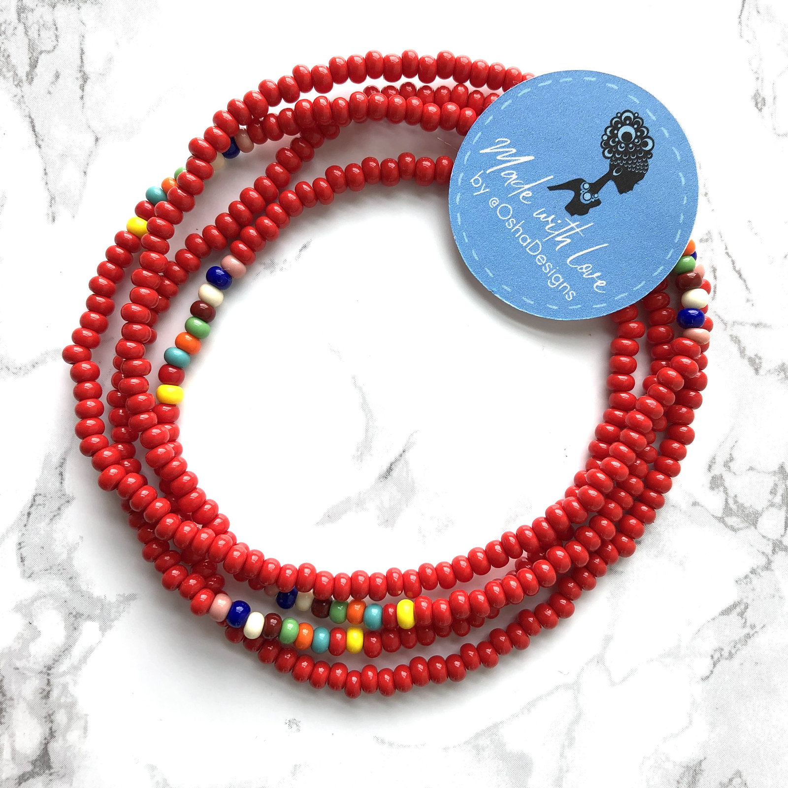 Eggun Eleke  Santeria Orishas Lucumi Yoruba Kabiosile Iyawo Red Beaded N... - $12.00