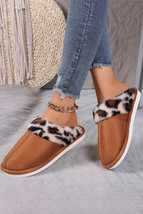 Chestnut Leopard Patched Plush Lined Thick Home Slippers - $189.67 MXN