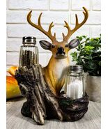 Ebros Rustic Woodlands Wild Deer Big Buck Bust Salt &amp; Pepper Shakers Holder - $26.95