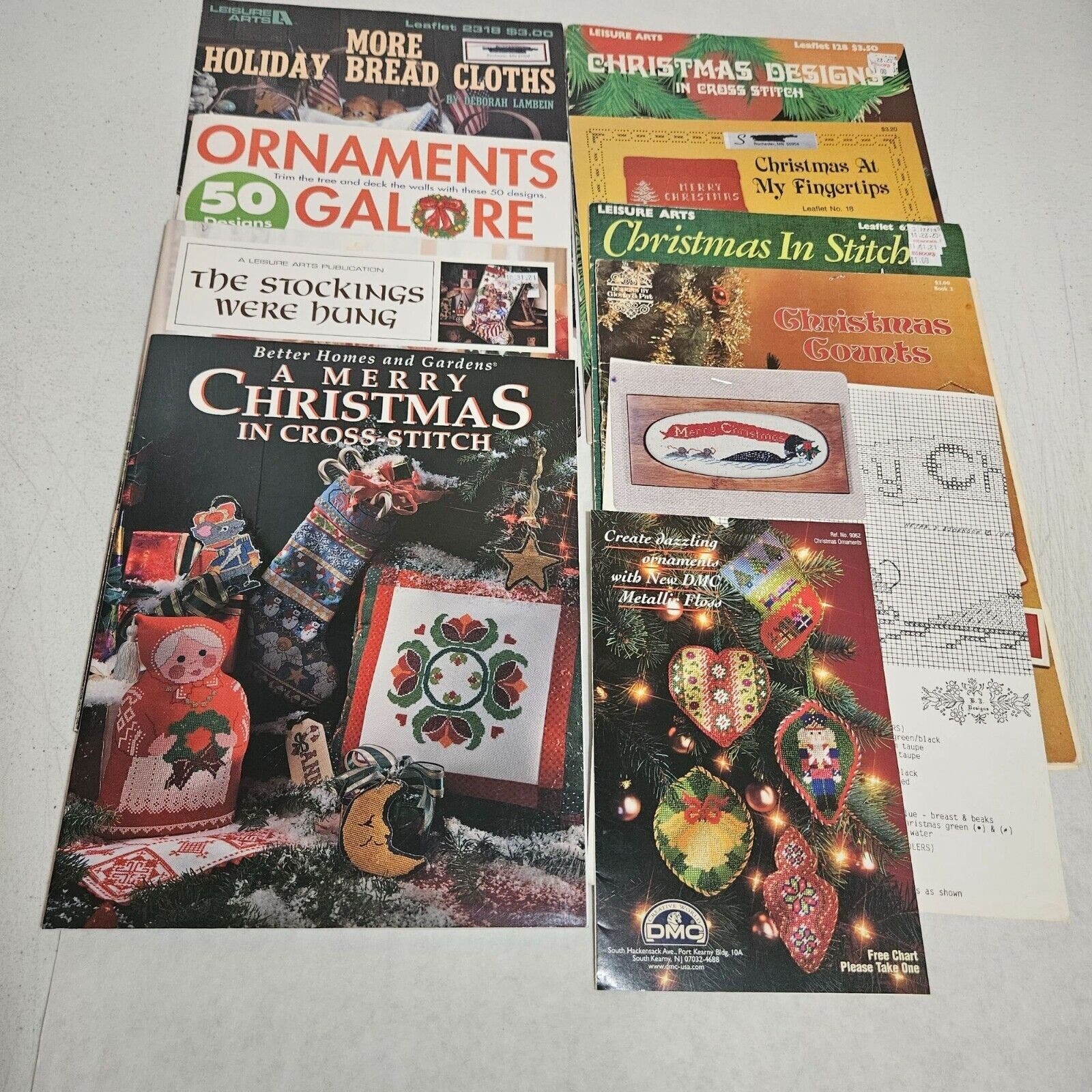 Primary image for Christmas Cross Stitch Lot of 9 Leaflets/Charts/Books Ornaments Stockings