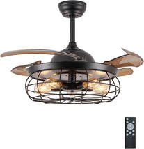 Dumaiway 48&quot; Retractable Ceiling Fans With Lights, Fandelier Industrial ... - $215.95