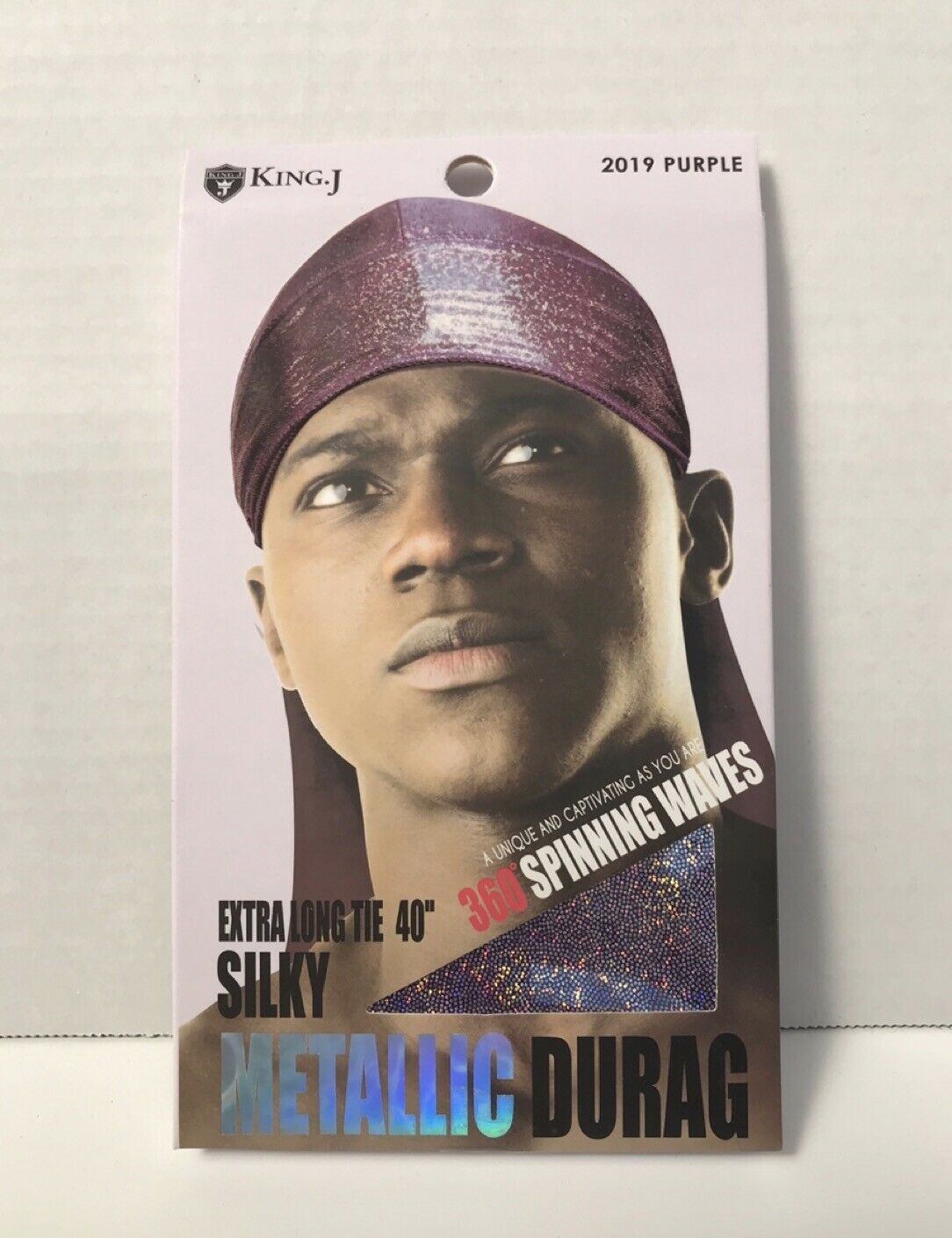 M&amp;M KING J SILKY &#39;2019 PURPLE&#39; METALLIC DURAG EXTRA LONG TIE 40&quot; - $2.99