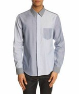 ACNE STUDIOS Viktor Block Mix BLUE Dress SHIRT Colorblock COTTON ( XL ) - $434.61 CAD