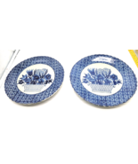 2 Vintage Chinese Pottery Dinner Plate Blue White Floral Pattern Motif B... - $436.20 MXN