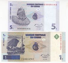 Congo,1 Frankenstein &amp; 5 Cents,1997,Ensemble 2,Banque Centrale Du Congo ... - $26.09