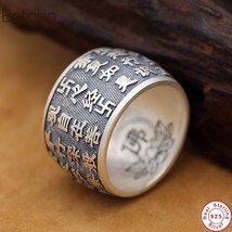 Buddhist Heart Sutra Ring Real S999 Sterling Silver colour Men Women Buddha Ring - £58.75 GBP