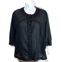 a.n.a. A New Approach Womens Size L Top Black Lace Chunky Button Shirt P... - $14.25