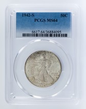 1942-S 50C Marche Liberty Demi Dollar Classé Par PCGS Comme MS64 ! Superbe - £129.84 GBP