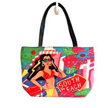 Sparkly South Beach Tote Bag Purse Satchel Florida - £11.17 GBP