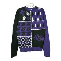 Baltimore Ravens NFL Black Purple Knit Pullover Ugly Christmas Sweater Sz Large - £13.36 GBP