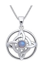 Jewelry Trends Sterling Silver with Rainbow Moonstone Quaternary Knot Pendant on - £57.89 GBP