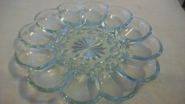 Vintage Glass Deviled Eggs Serving Tray With Starburst Middle - £27.49 GBP