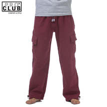 Pro Club Men&#39;s Heavyweight Fleece Cargo Sweatpants Maroon(Burgundy) - £46.40 GBP+