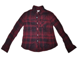 SUNDRY Womens Shirt Long Sleeve Flannel Casual Soft Burgundy Size US 1  - £55.76 GBP