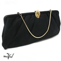 Vintage Black Soft Fabric Clutch Purse Cocktail Party Going Out 11x5 - H... - £20.44 GBP