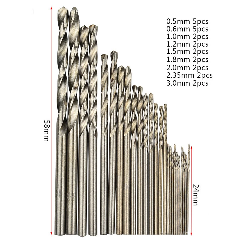 25Pcs Hss Micro Drill Bit Set 0.5mm-Bm High Speed Steel Pcb Small Drill Jewelry  - £18.81 GBP