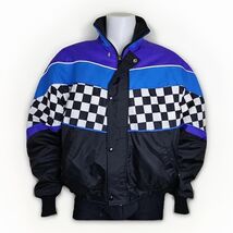 Snowmobile Jacket Mens L Purple Black Checkerboard Vtg USA Sno Rider Thi... - $50.86