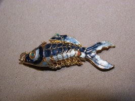 Vintage Cloisonne Enamel Fish Articulated 2&quot; - $13.50