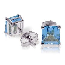 Galaxy Gold GG 1.75 CTW 14k Solid White Gold Ce Qui Me Manque Blue Topaz Earring - £167.58 GBP