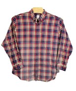 Brooks Brothers 346 Mens Shirt XL Red Plaid Cotton Fleece Long Sleeve Bu... - $14.67